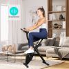 YSSOA Folding Exercise Bike X-bike; Quite Indoor Cycling Bike Stationary; Magnetic Upright Bike with Heart Rate and LCD Monitor; Easy Maneuverable and