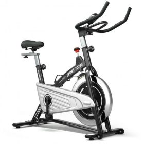Indoor Gym Exercise Cycling Bike Smooth Belt Drive (Type: , Color: Black & Silver)